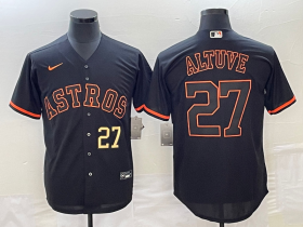 Cheap Men\'s Houston Astros #27 Jose Altuve Number Lights Out Black Fashion Stitched MLB Cool Base Nike Jersey1