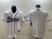 Wholesale Cheap Men's Baltimore Ravens Blank White With Patch Cool Base Stitched Baseball Jersey