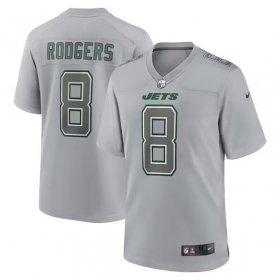 Cheap Men\'s New York Jets #8 Aaron Rodgers Grey Atmosphere Fashion Stitched Jersey