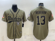 Wholesale Cheap Men's Las Vegas Raiders #13 Hunter Renfrow 2022 Olive Salute to Service Cool Base Stitched Baseball Jersey