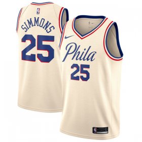 Wholesale Cheap Nike Philadelphia 76ers #25 Ben Simmons Cream NBA Swingman City Edition Jersey