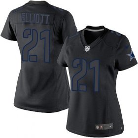 Wholesale Cheap Nike Cowboys #21 Ezekiel Elliott Black Impact Women\'s Stitched NFL Limited Jersey