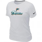 Wholesale Cheap Women's Nike Miami Dolphins Authentic Logo T-Shirt White