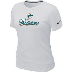 Wholesale Cheap Women\'s Nike Miami Dolphins Authentic Logo T-Shirt White