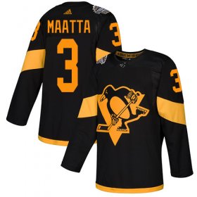 Wholesale Cheap Adidas Penguins #3 Olli Maatta Black Authentic 2019 Stadium Series Women\'s Stitched NHL Jersey