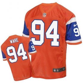 Wholesale Cheap Nike Broncos #94 DeMarcus Ware Orange Throwback Men\'s Stitched NFL Elite Jersey