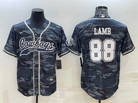 Wholesale Cheap Men\'s Dallas Cowboys #88 CeeDee Lamb Gray Camo With Patch Cool Base Stitched Baseball Jersey