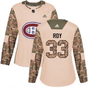 Wholesale Cheap Adidas Canadiens #33 Patrick Roy Camo Authentic 2017 Veterans Day Women's Stitched NHL Jersey