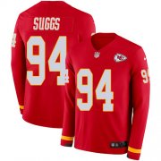 Wholesale Cheap Nike Chiefs #94 Terrell Suggs Red Team Color Men's Stitched NFL Limited Therma Long Sleeve Jersey