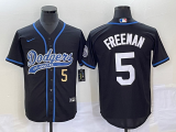 Wholesale Cheap Men's Los Angeles Dodgers #5 Freddie Freeman Number Black Cool Base Stitched Baseball Jersey