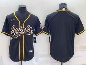 Wholesale Men\'s New Orleans Saints Blank Black Stitched Cool Base Nike Baseball Jersey