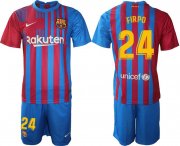 Wholesale Cheap Men 2021-2022 Club Barcelona home blue 24 Nike Soccer Jersey