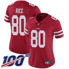 Wholesale Cheap Nike 49ers #80 Jerry Rice Red Team Color Women\'s Stitched NFL 100th Season Vapor Limited Jersey