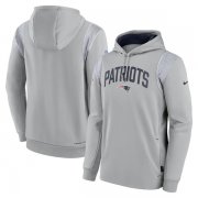 Wholesale Cheap Men's New England Patriots Gray Sideline Stack Performance Pullover Hoodie