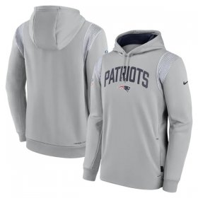 Wholesale Cheap Men\'s New England Patriots Gray Sideline Stack Performance Pullover Hoodie