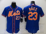 Wholesale Cheap Men's New York Mets #23 Javier Baez Blue Stitched MLB Flex Base Nike Jersey