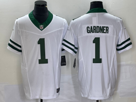 Wholesale Cheap Men\'s New York Jets #1 Ahmad Sauce Gardner White 2023 F.U.S.E. Vapor Limited Throwback Stitched Football Jersey