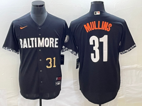 Wholesale Cheap Men\'s Baltimore Orioles #31 Cedric Mullins Number Black 2023 City Connect Cool Base Stitched Jersey 1