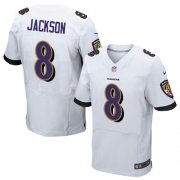 Wholesale Cheap Nike Ravens #8 Lamar Jackson White Men's Stitched NFL New Elite Jersey