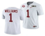 Wholesale Cheap Men's Alabama Crimson Tide #1 Jameson Williams 2022 Patch White College Football Stitched Jersey