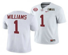 Wholesale Cheap Men\'s Alabama Crimson Tide #1 Jameson Williams 2022 Patch White College Football Stitched Jersey
