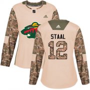 Wholesale Cheap Adidas Wild #12 Eric Staal Camo Authentic 2017 Veterans Day Women's Stitched NHL Jersey