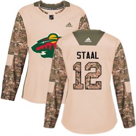 Wholesale Cheap Adidas Wild #12 Eric Staal Camo Authentic 2017 Veterans Day Women\'s Stitched NHL Jersey