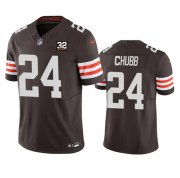 Wholesale Cheap Men's Cleveland Browns #24 Nick Chubb Brown 2023 F.U.S.E. With Jim Brown Memorial Patch Vapor Untouchable Limited Football Stitched Jersey
