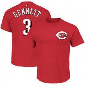 Wholesale Cheap Cincinnati Reds #3 Scooter Gennett Majestic Official Name and Number T-Shirt Red