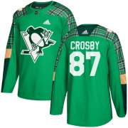 Wholesale Cheap Adidas Penguins #87 Sidney Crosby adidas Green St. Patrick's Day Authentic Practice Stitched NHL Jersey