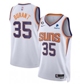 Cheap Men\'s Phoenix Suns #35 Kevin Durant White Association Edition With No.6 Patch Stitched Basketball Jersey