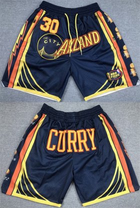 Wholesale Cheap Men\'s Golden State Warriors #30 Stephen Curry Navy Shorts(Run Small)