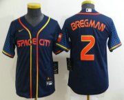 Wholesale Cheap Youth Houston Astros #2 Alex Bregman 2022 Navy Blue City Connect Cool Base Stitched Jersey