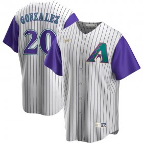 Wholesale Cheap Arizona Diamondbacks #20 Luis Gonzalez Nike Alternate Cooperstown Collection Player MLB Jersey Cream Purple