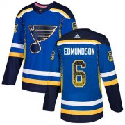Wholesale Cheap Adidas Blues #6 Joel Edmundson Blue Home Authentic Drift Fashion Stitched NHL Jersey