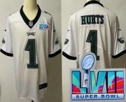 Cheap Youth Philadelphia Eagles #1 Jalen Hurts Limited White Super Bowl LVII Vapor Jersey