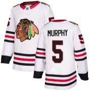 Wholesale Cheap Adidas Blackhawks #5 Connor Murphy White Road Authentic Stitched NHL Jersey