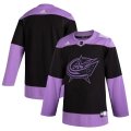 Wholesale Cheap Columbus Blue Jackets Adidas Hockey Fights Cancer Practice Jersey Black
