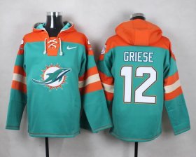 Wholesale Cheap Nike Dolphins #12 Bob Griese Aqua Green Player Pullover NFL Hoodie