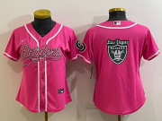 Wholesale Cheap Women's Las Vegas Raiders Pink Team Big Logo With Patch Cool Base Stitched Baseball Jersey