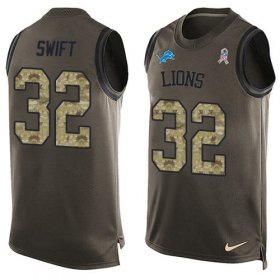 Wholesale Cheap Nike Lions #32 D\'Andre Swift Green Men\'s Stitched NFL Limited Salute To Service Tank Top Jersey