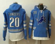 Wholesale Cheap Men's Detroit Lions #20 Barry Sanders NEW Blue Pocket Stitched NFL Pullover Hoodie