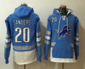 Wholesale Cheap Men\'s Detroit Lions #20 Barry Sanders NEW Blue Pocket Stitched NFL Pullover Hoodie