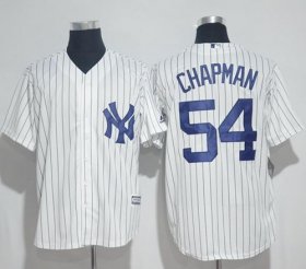Wholesale Cheap Yankees #54 Aroldis Chapman White Strip New Cool Base Stitched MLB Jersey