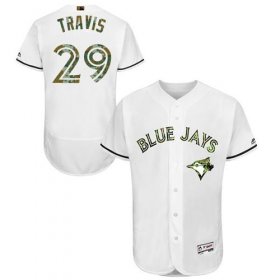 Wholesale Cheap Blue Jays #29 Devon Travis White Flexbase Authentic Collection Memorial Day Stitched MLB Jersey