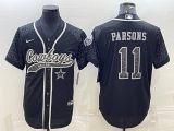 Wholesale Cheap Men's Dallas Cowboys #11 Micah Parsons Black Reflective With Patch Cool Base Stitched Baseball Jersey