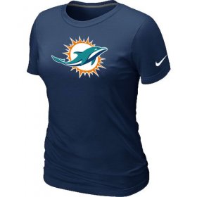Wholesale Cheap Women\'s Nike Miami Dolphins Logo NFL T-Shirt Dark Blue