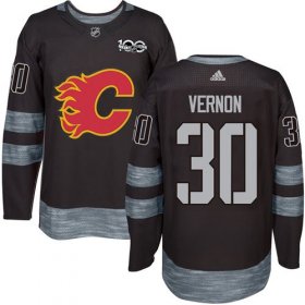 Wholesale Cheap Adidas Flames #30 Mike Vernon Black 1917-2017 100th Anniversary Stitched NHL Jersey