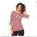 Wholesale Cheap Kansas City Chiefs Lady Striped Boatneck Three-Quarter Sleeve T-Shirt