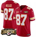 Cheap Men's Kansas City Chiefs #87 Travis Kelce Red 2023 F.U.S.E. AFC West Champions With NKH Patch Vapor Untouchable Limited Football Stitched Jersey